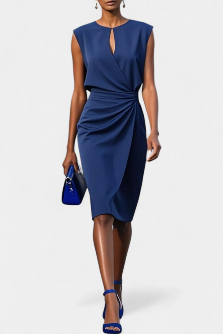 Maša Midi Dress with Long Sleeves and Round Neck