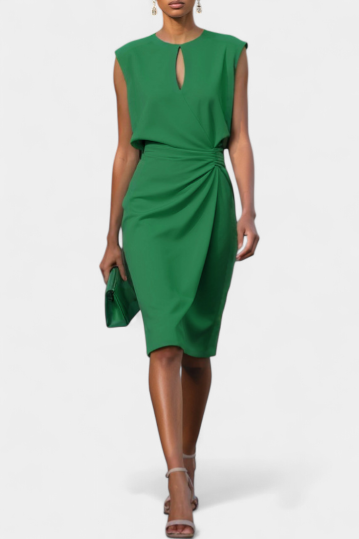 Maša Midi Dress with Long Sleeves and Round Neck