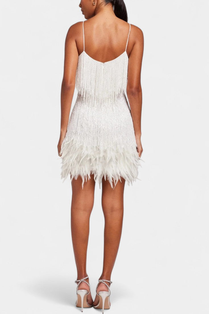 Mirjana Feather Detail Mini Dress