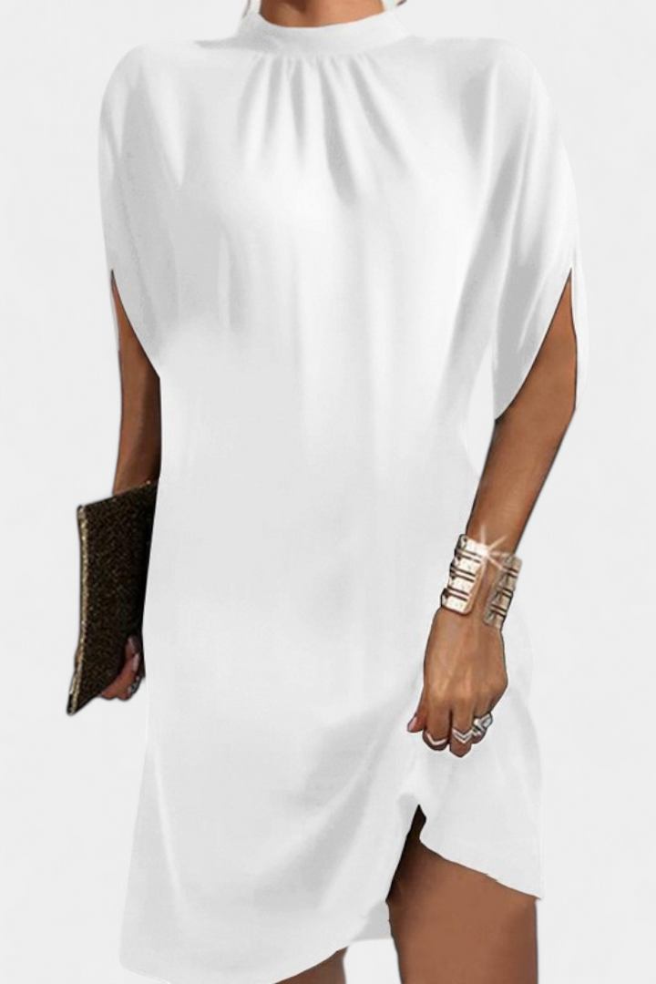 Ena Timeless Midi Dress with Round Neck