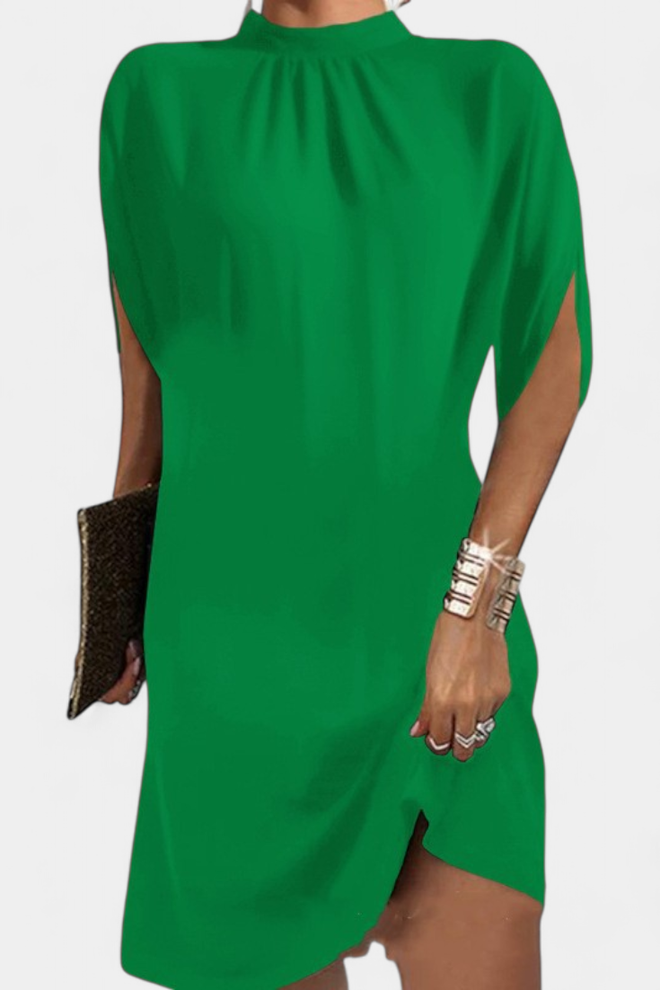 Ena Timeless Midi Dress with Round Neck