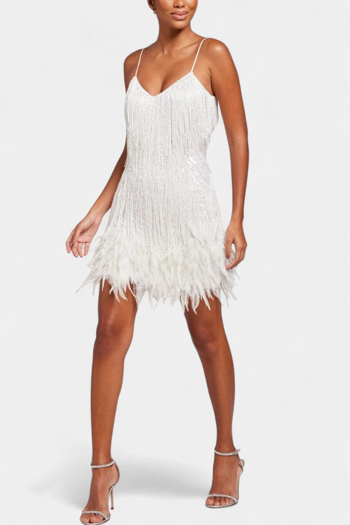Mirjana Feather Detail Mini Dress