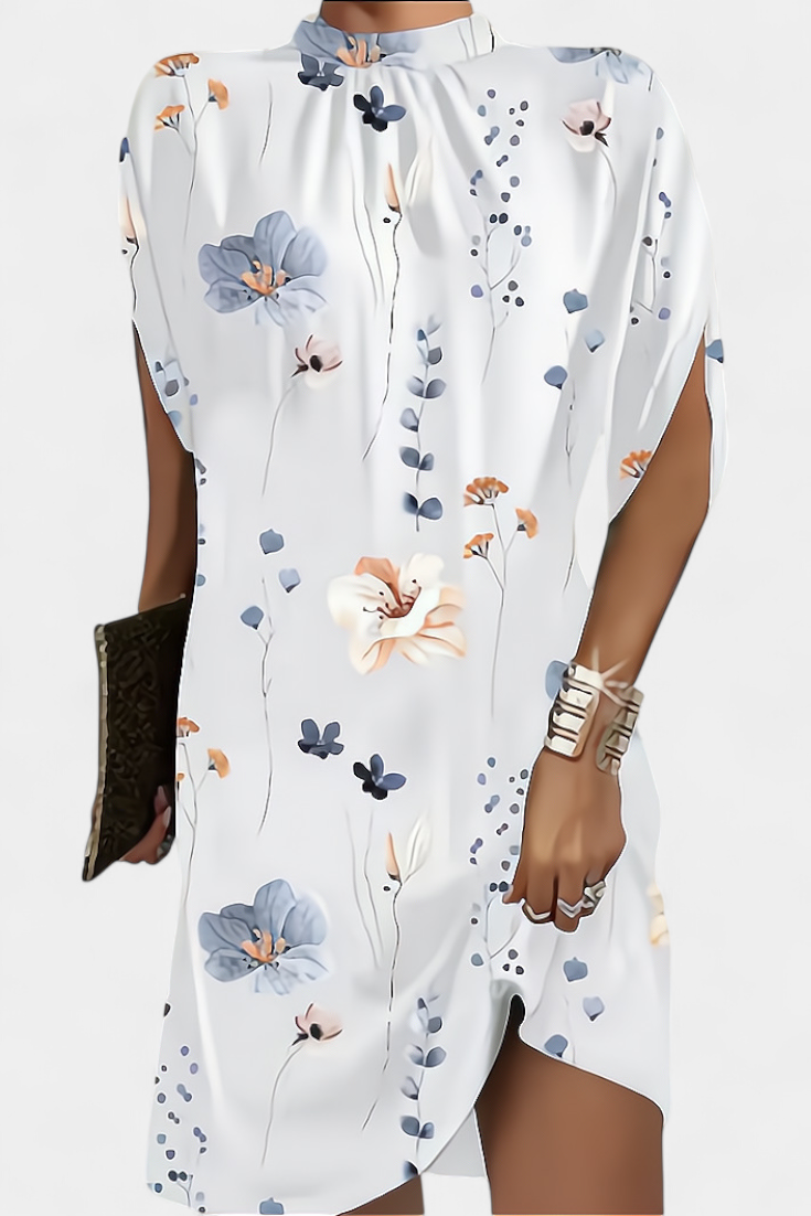 Ena Timeless Midi Dress with Round Neck