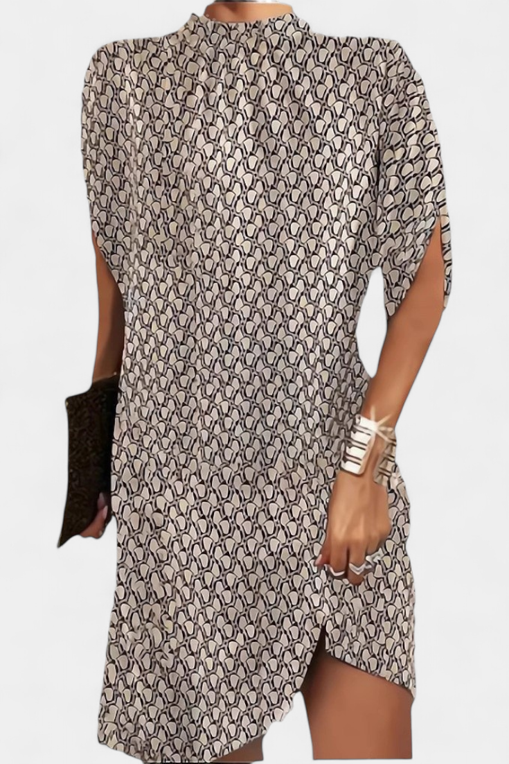 Ena Timeless Midi Dress with Round Neck