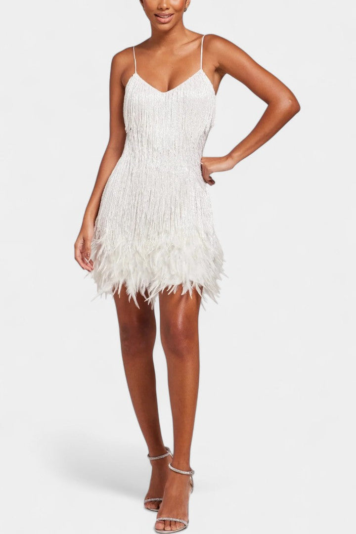 Mirjana Feather Detail Mini Dress