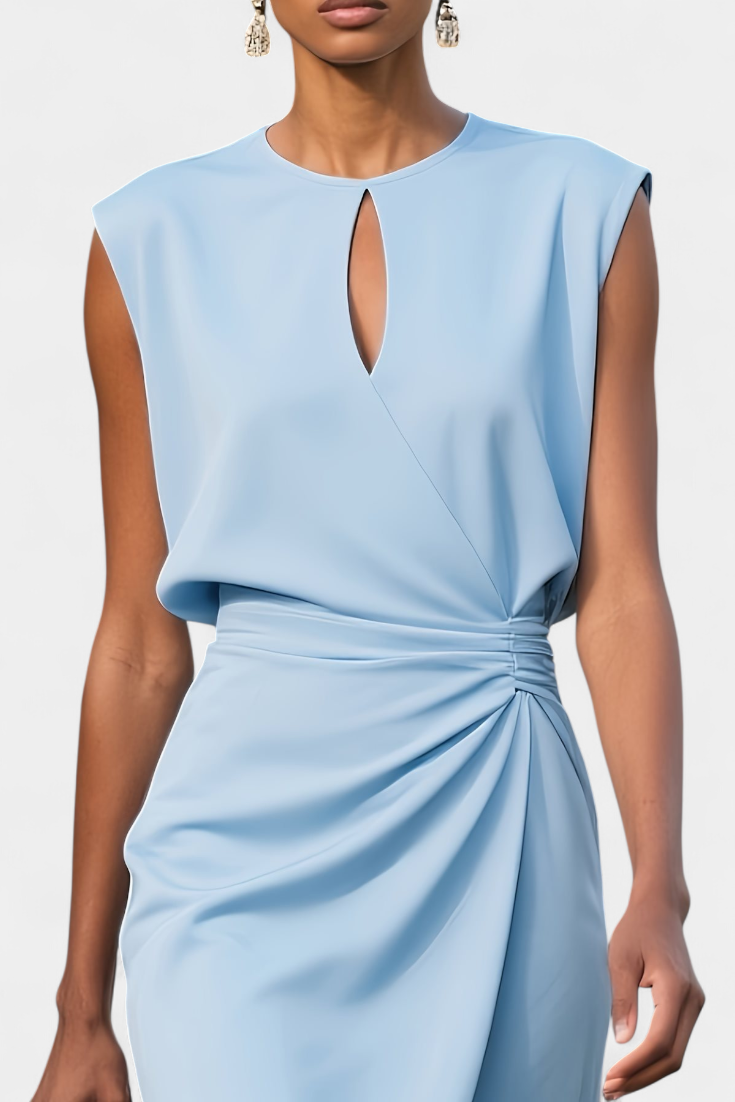 Maša Midi Dress with Long Sleeves and Round Neck