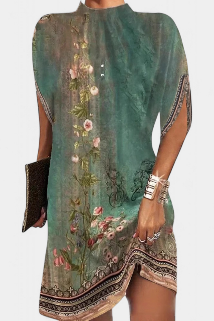 Ena Timeless Midi Dress with Round Neck