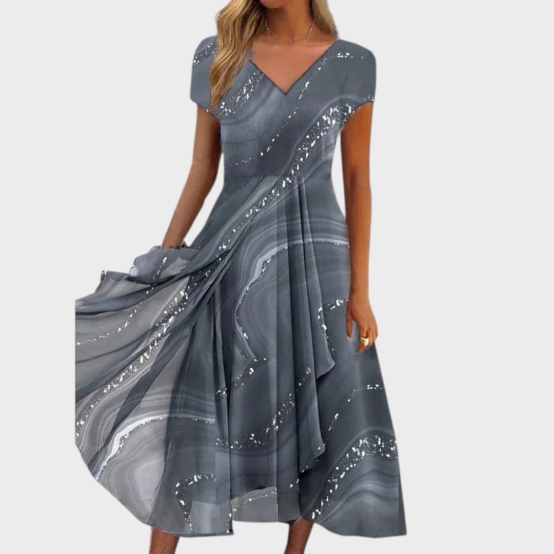Lucija™ – Elegant V-Neck Midi Dress