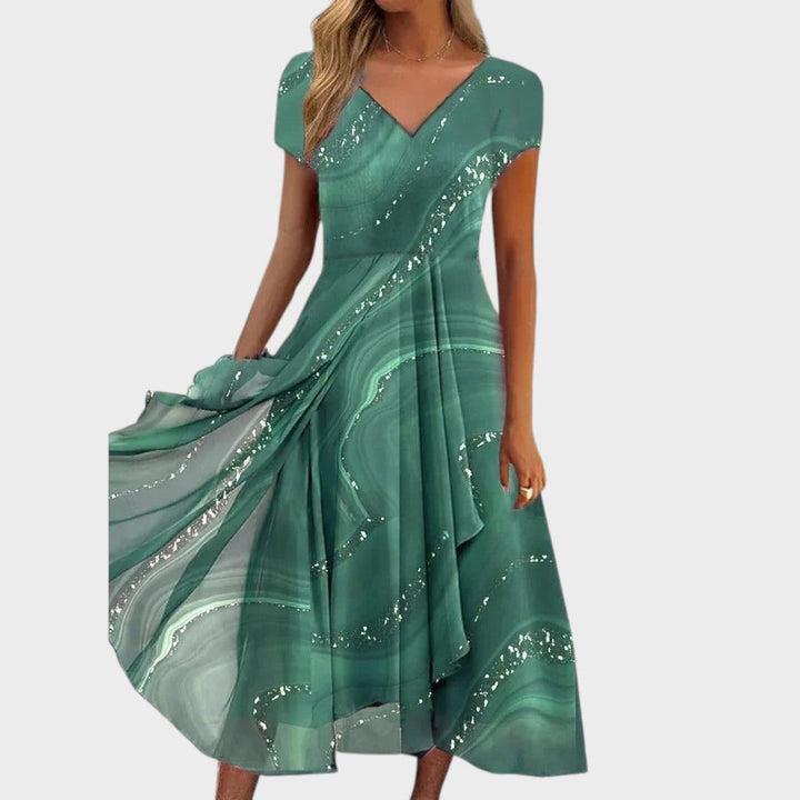 Lucija™ – Elegant V-Neck Midi Dress