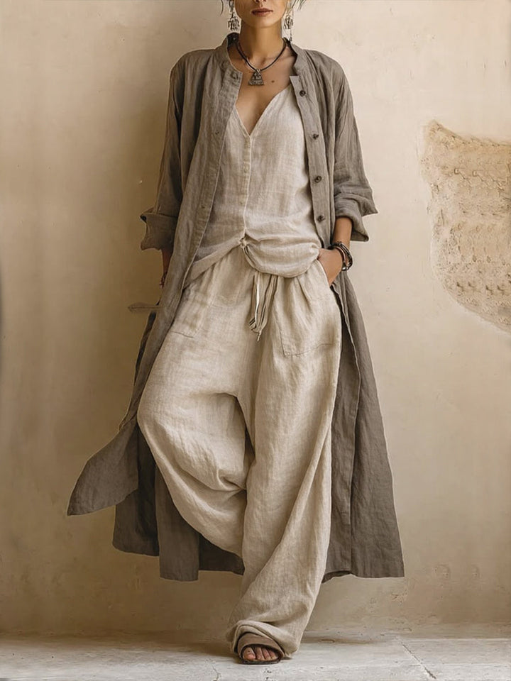 Three-Piece Linen Boho Ensemble