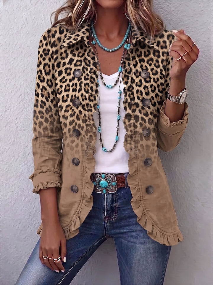 Jolien | Elegant Ruffled Leopard Print Jacket