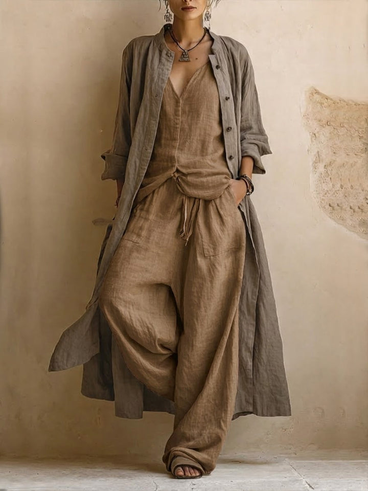 Three-Piece Linen Boho Ensemble