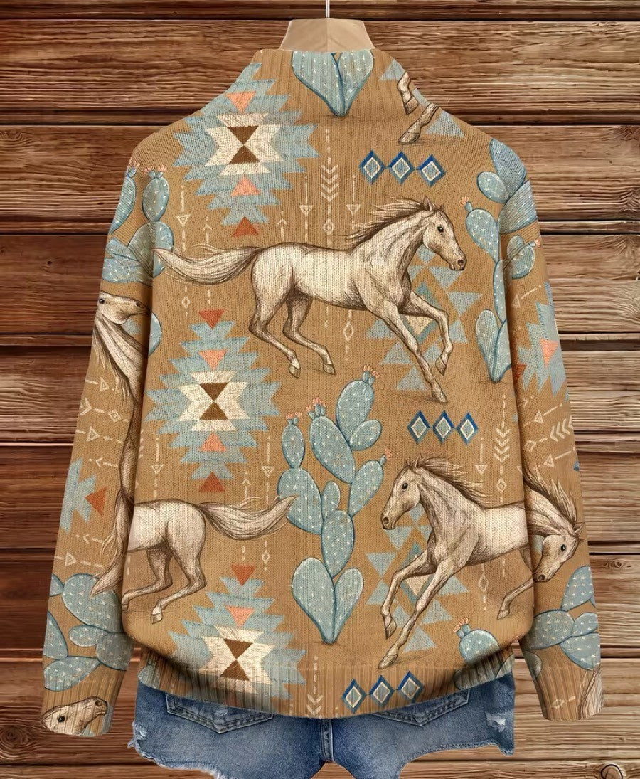 Winona | Zip-Up Cardigan in Desert Wool and Cactus