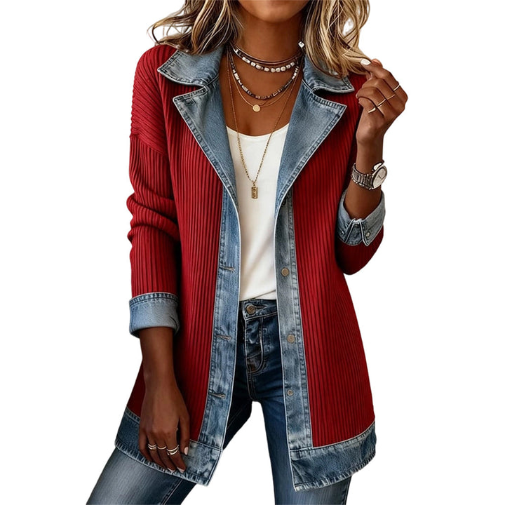 Greta™ | Elegant Denim Jacket with Knit Panels