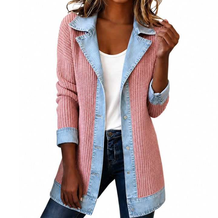 Greta™ | Elegant Denim Jacket with Knit Panels