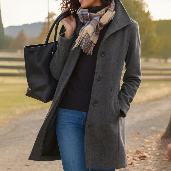 Merel | Classic Mid-Length Coat with Single Button Fastening
