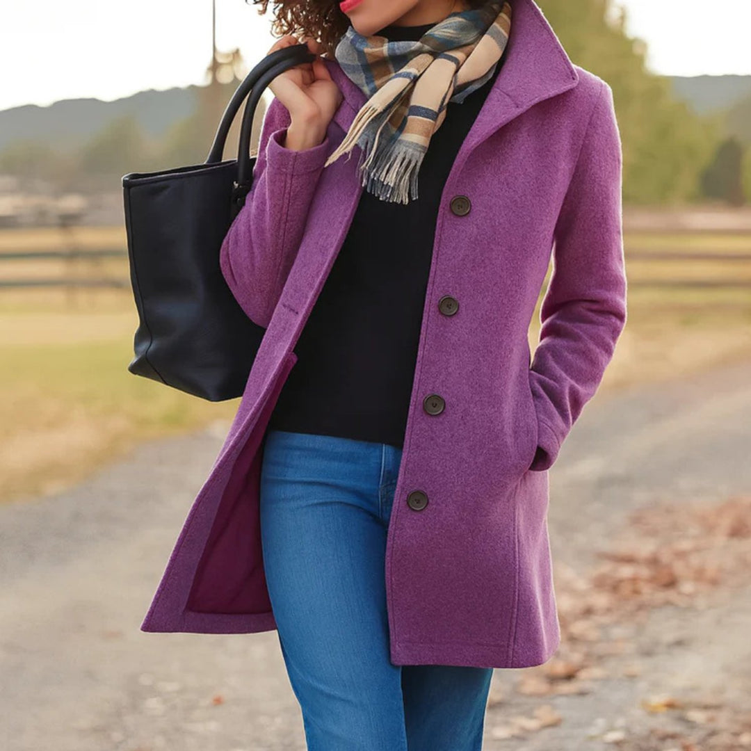 Merel | Classic Mid-Length Coat with Single Button Fastening