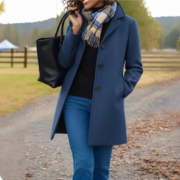 Merel | Classic Mid-Length Coat with Single Button Fastening