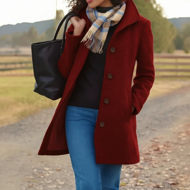 Merel | Classic Mid-Length Coat with Single Button Fastening