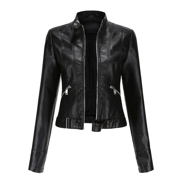 Chantal | Short Biker Jacket with Stand-Up Collar