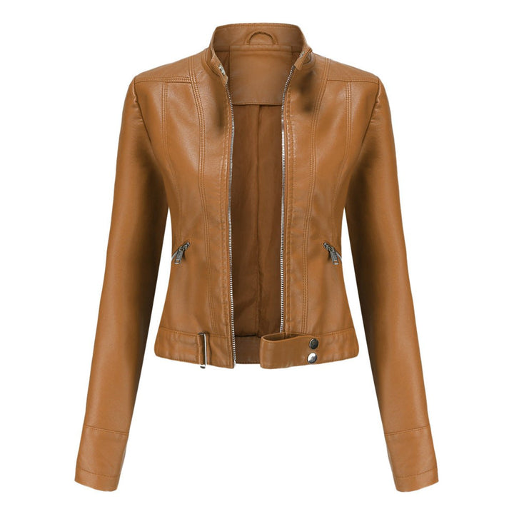Chantal | Short Biker Jacket with Stand-Up Collar