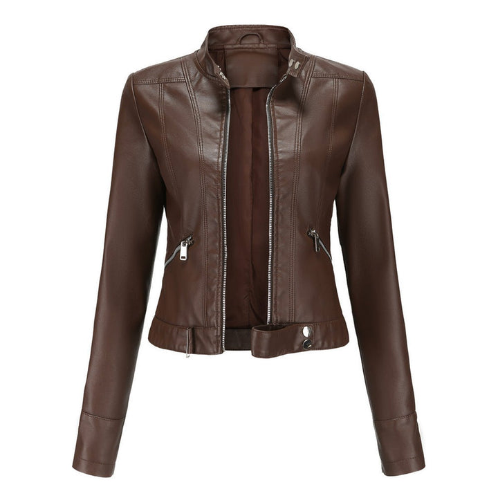 Chantal | Short Biker Jacket with Stand-Up Collar