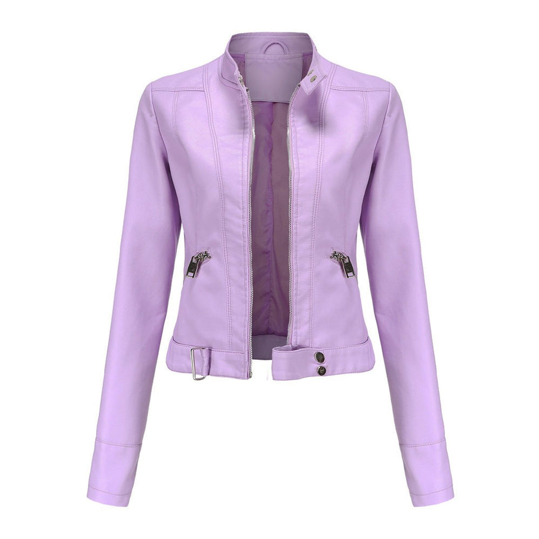 Chantal | Short Biker Jacket with Stand-Up Collar