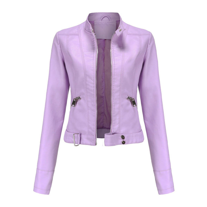Chantal | Cropped Biker Jacket with High Collar