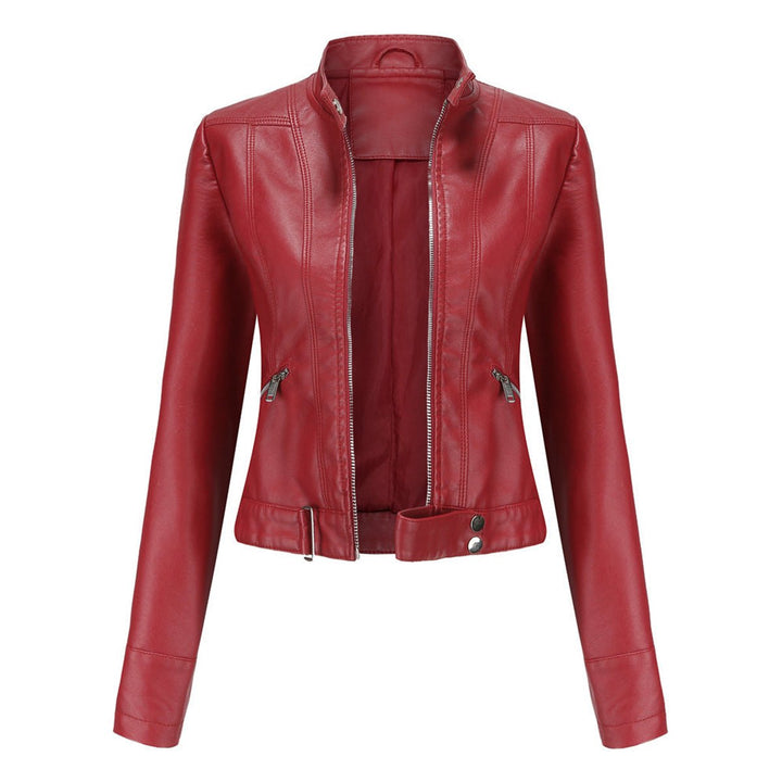 Chantal | Cropped Biker Jacket with High Collar