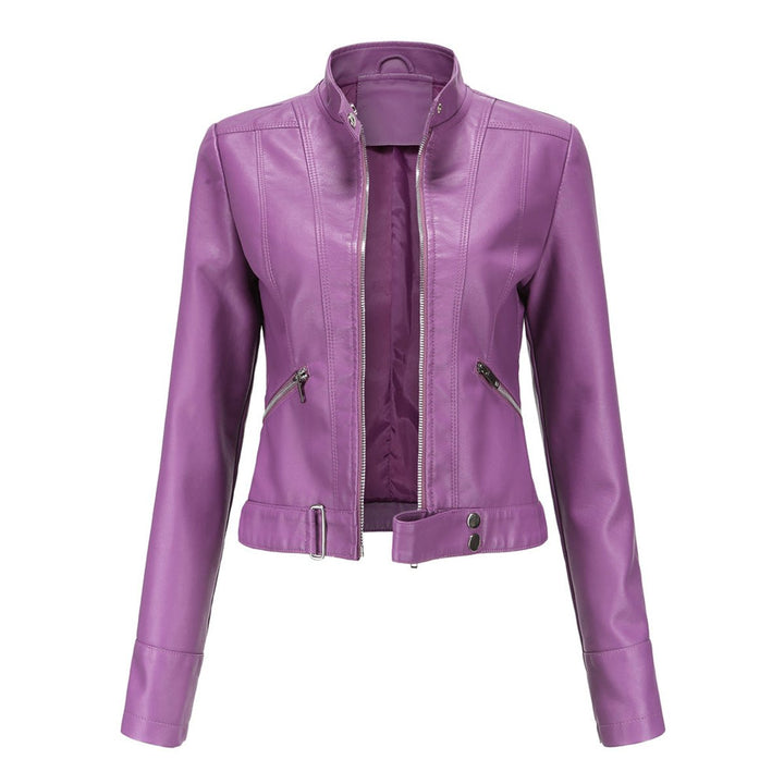 Chantal | Short Biker Jacket with Stand-Up Collar