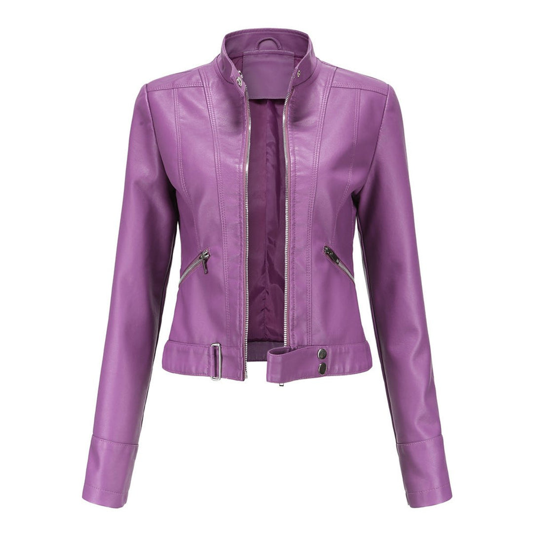 Chantal | Cropped Biker Jacket with High Collar