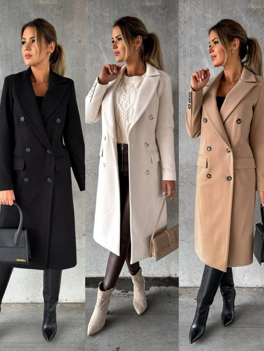 Silke | Elegant Double-Breasted Long Coat