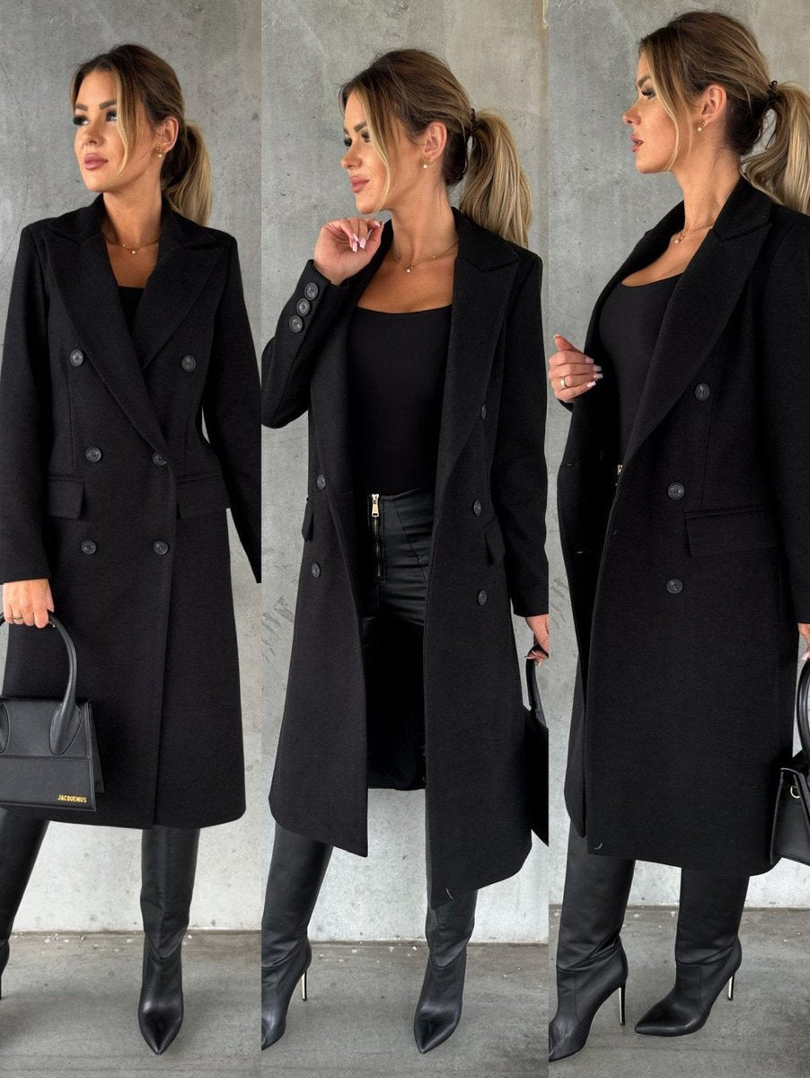 Silke | Elegant Double-Breasted Long Coat