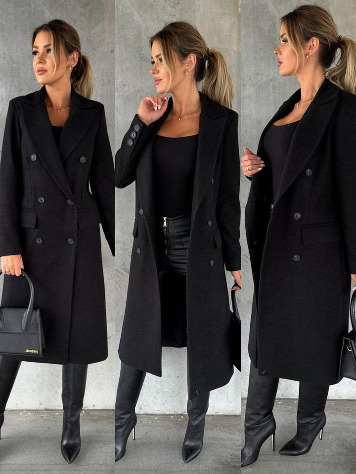 Silke | Elegant Double-Breasted Long Coat