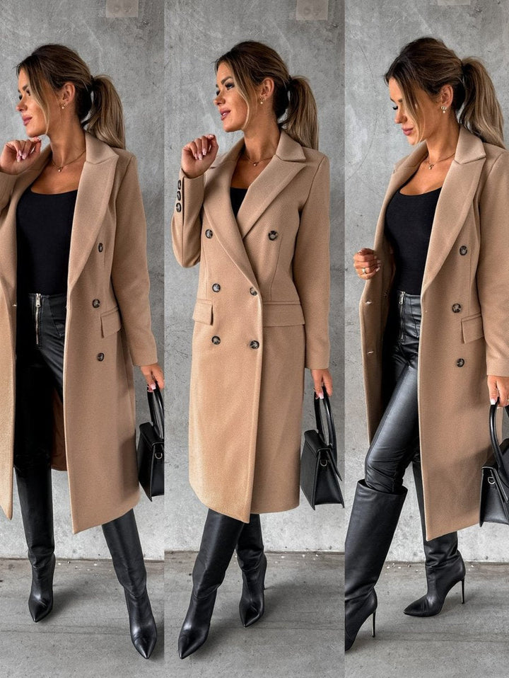 Silke | Elegant Double-Breasted Long Coat