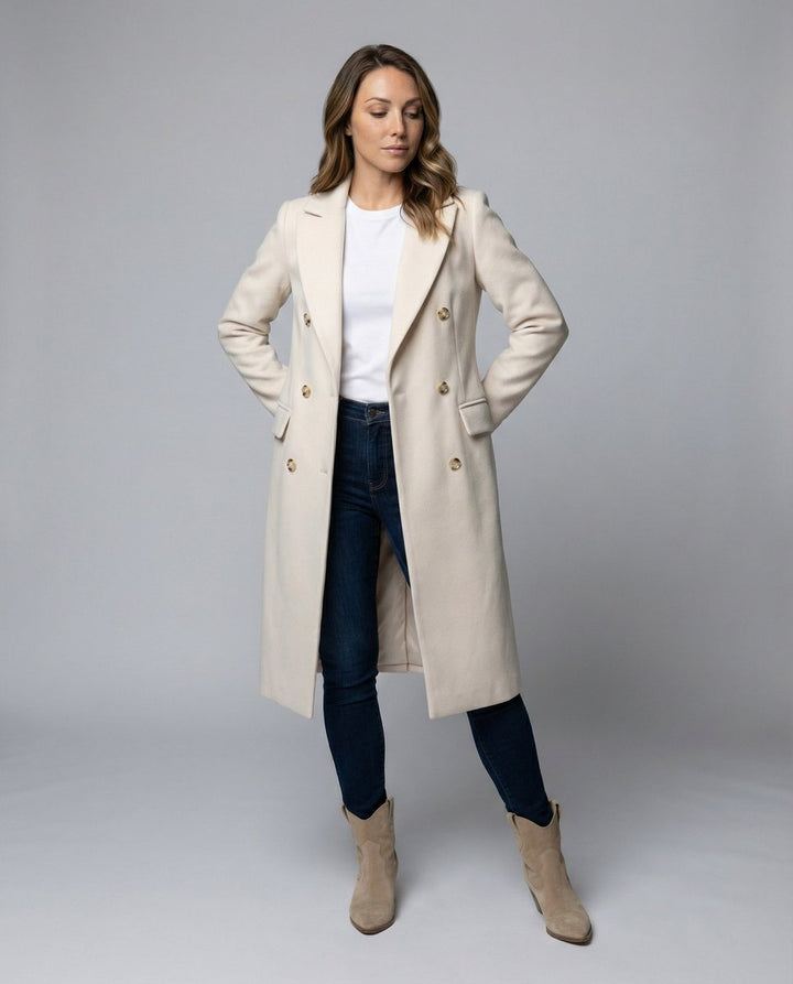 Silke | Elegant Double-Breasted Long Coat