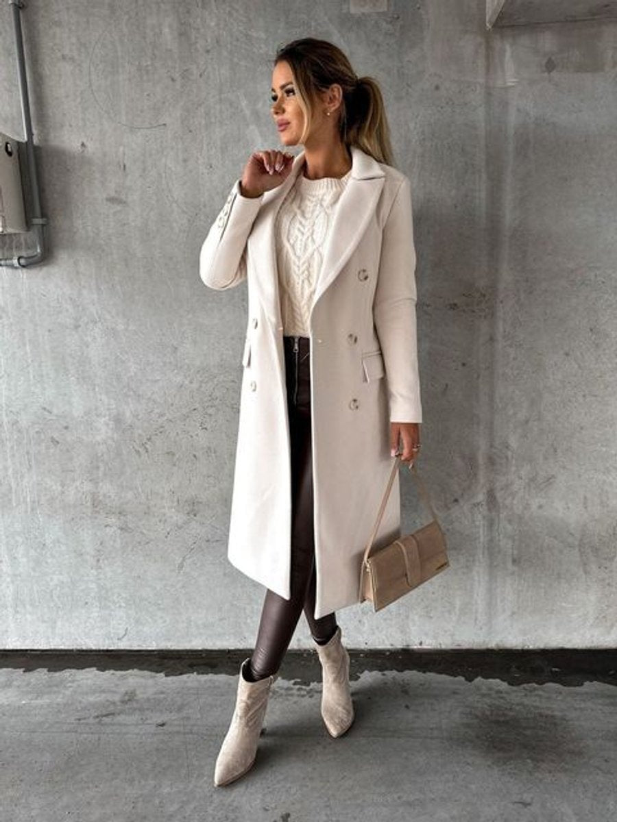 Silke | Elegant Double-Breasted Long Coat