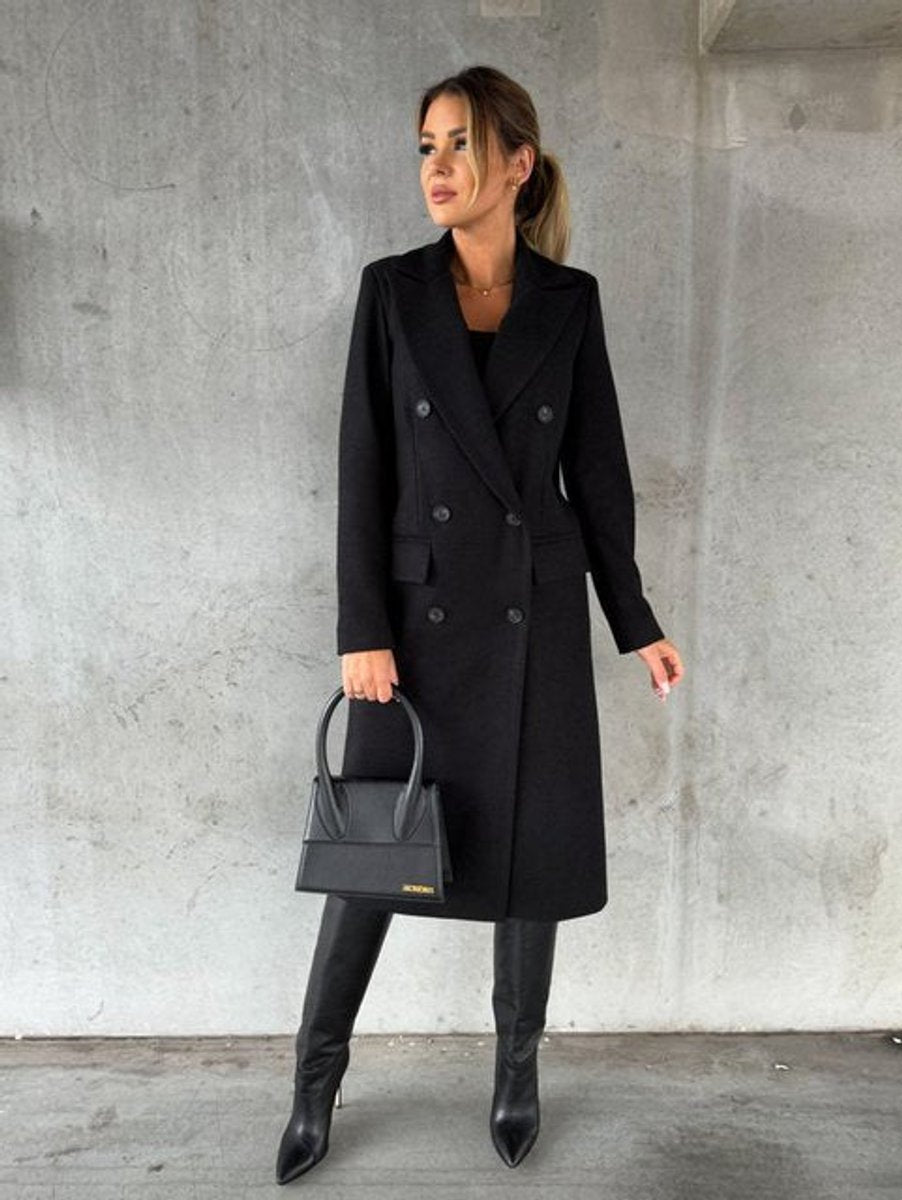 Silke | Elegant Double-Breasted Long Coat