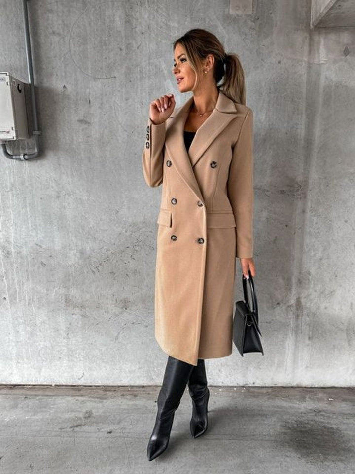 Silke | Elegant Double-Breasted Long Coat