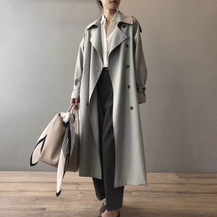 Ria | Timeless Double-Breasted Long Trench Coat