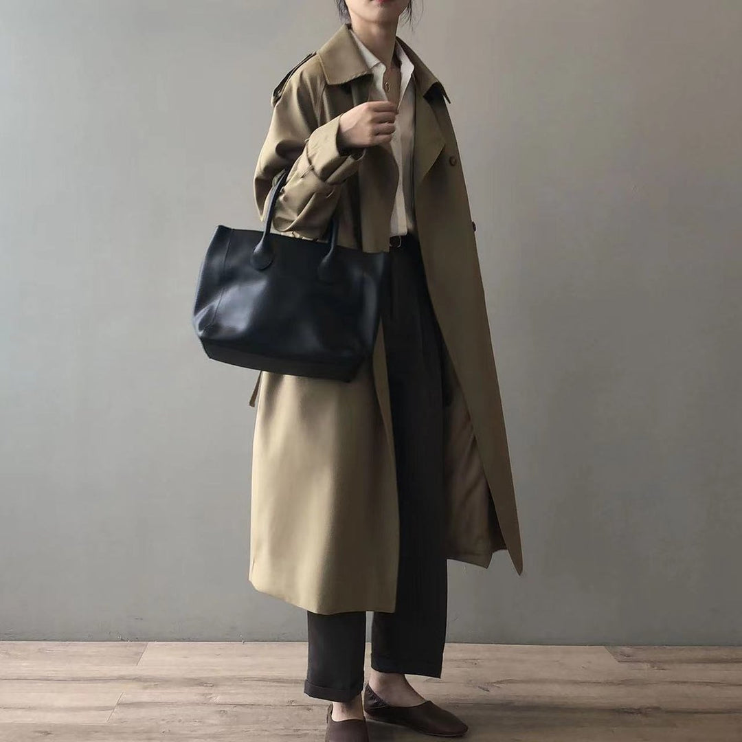 Ria | Timeless Double-Breasted Long Trench Coat