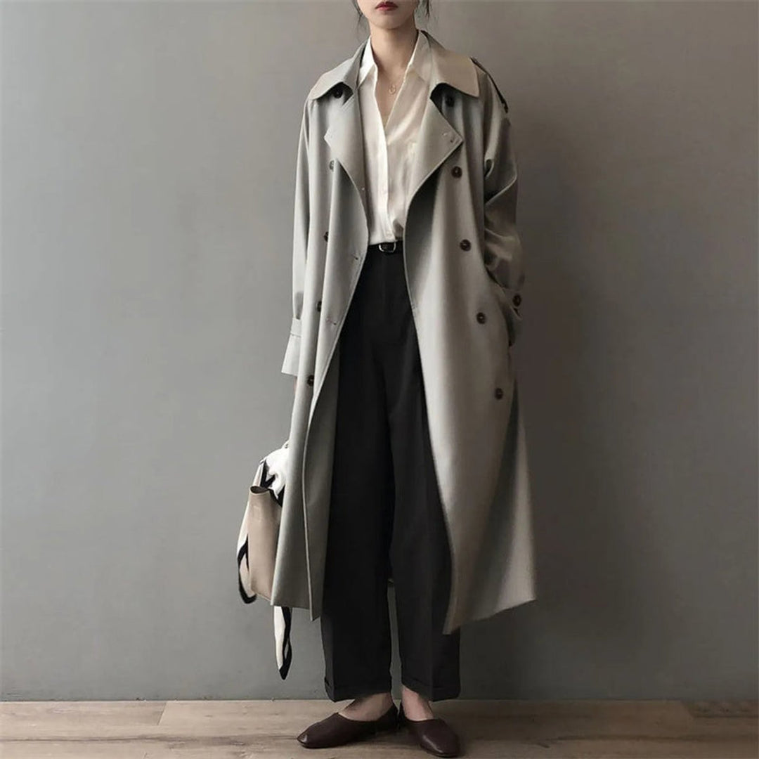 Ria | Timeless Double-Breasted Long Trench Coat