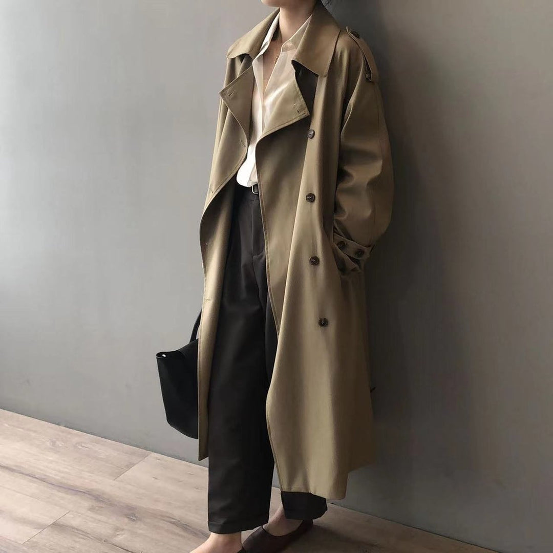 Ria | Timeless Double-Breasted Long Trench Coat