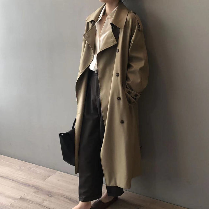 Ria | Timeless Double-Breasted Long Trench Coat