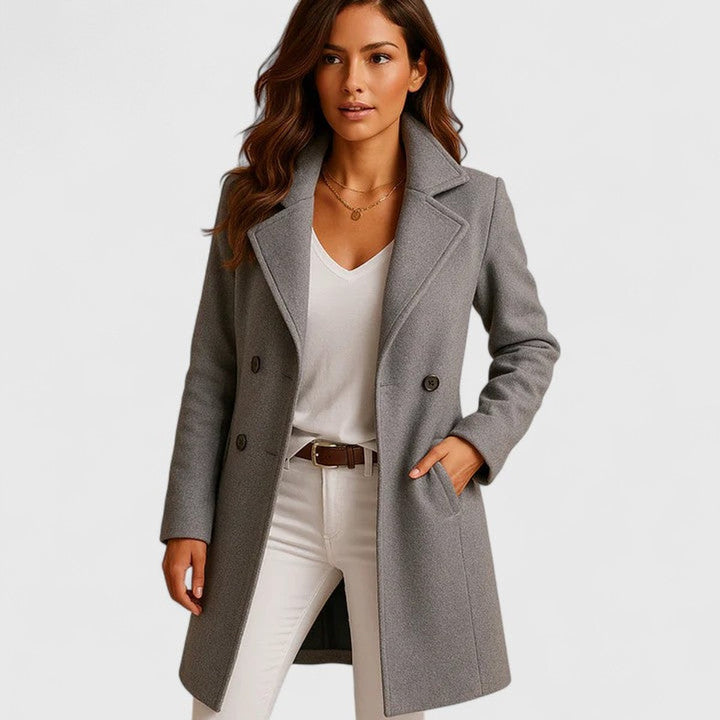 Sterre | Chic Long Coat with Notch Lapel
