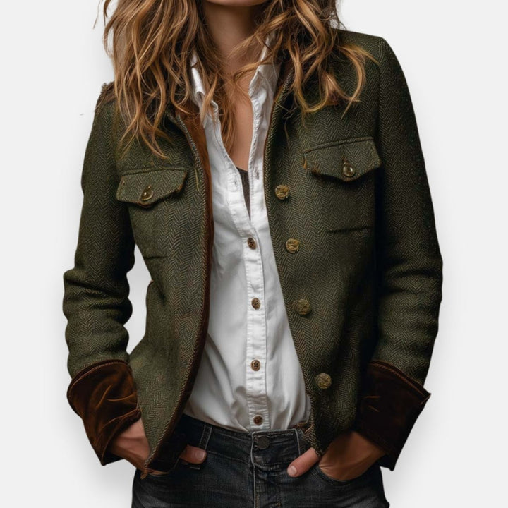 Rosanne | Classic Herringbone Military Jacket