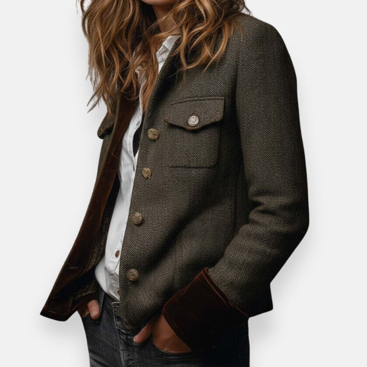 Rosanne | Classic Herringbone Military Jacket