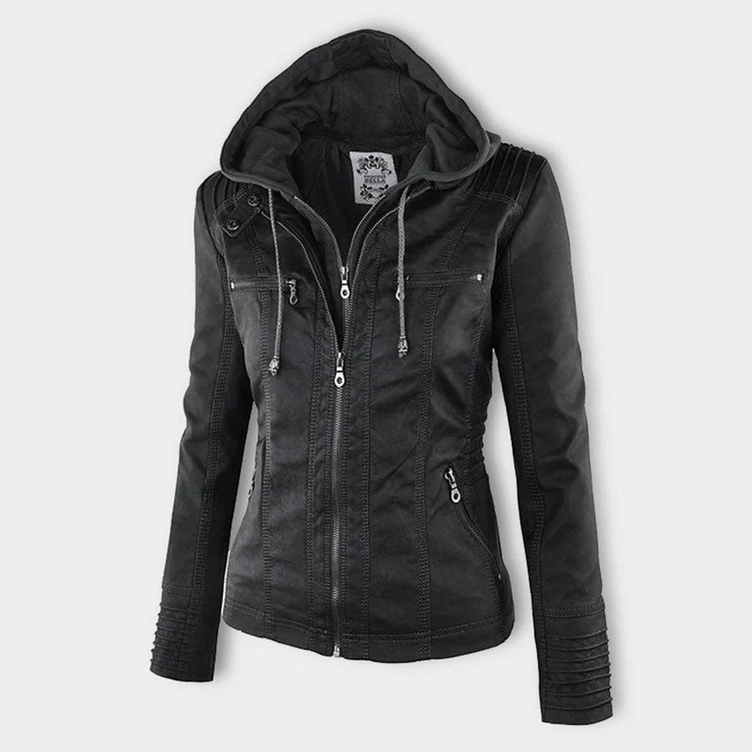 Cornelie | Chic Biker Jacket with Detachable Hood