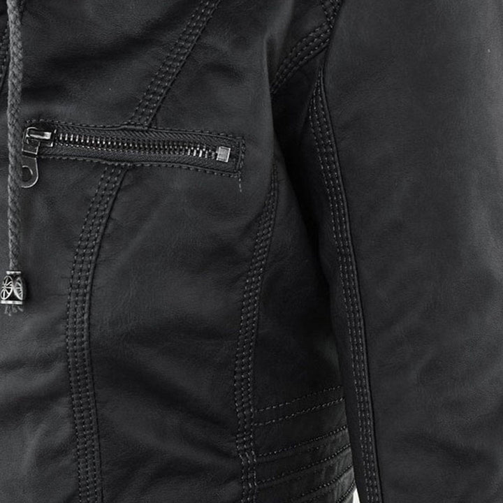 Cornelie | Chic Biker Jacket with Removable Hood