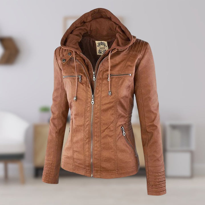 Cornelie | Chic Biker Jacket with Detachable Hood
